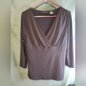 Apostrophe stretch long sleeve burgundy wrap
